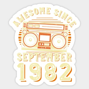 Funny Birthday Quote, Awesome Since September 1982, Cool Birthday Sticker